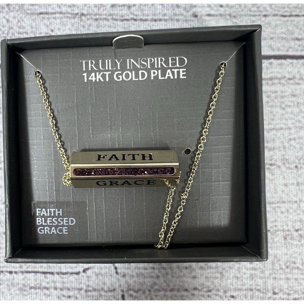 NWT Truly Inspired 14KT Gold Plate Faith Blessed Grace Necklace